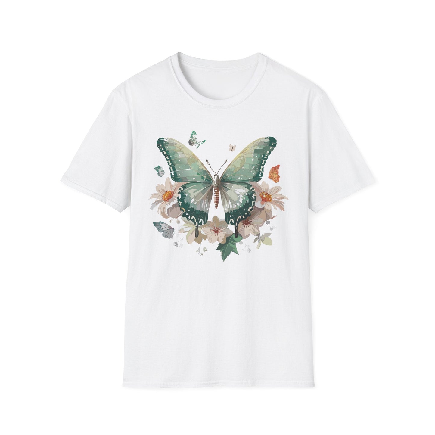 Butterfly T Shirt Unisex Softstyle Tee 100 Percent Ring Spun Cotton Monarch Design Premium Comfort