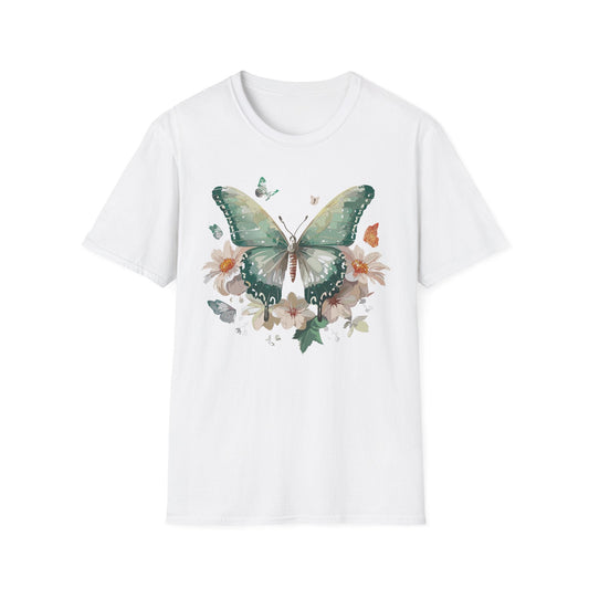 Butterfly T Shirt Unisex Softstyle Tee 100 Percent Ring Spun Cotton Monarch Design Premium Comfort