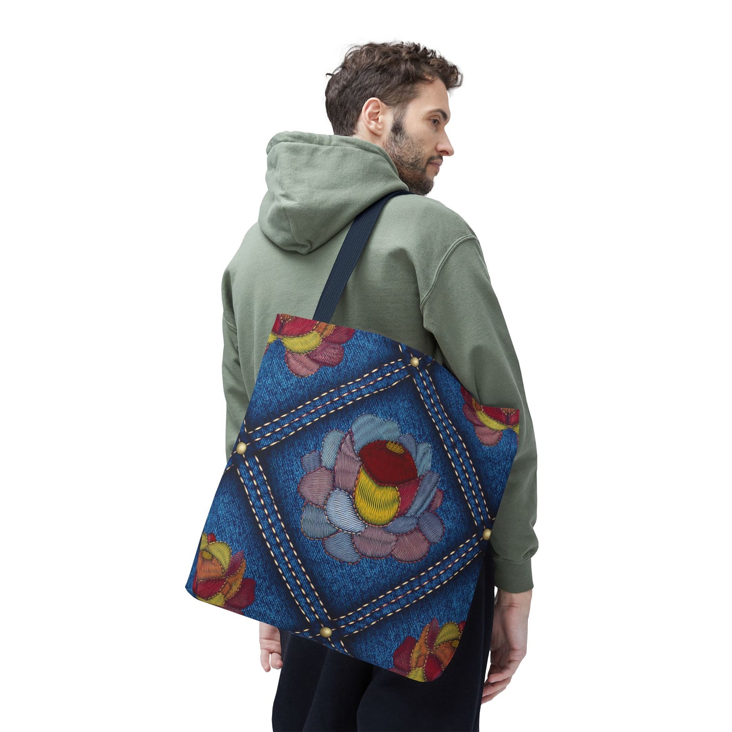 Denim Fabric Imitation Print Unisex Canvas Bag Poly Spun 3 Sizes Tote Bag 170