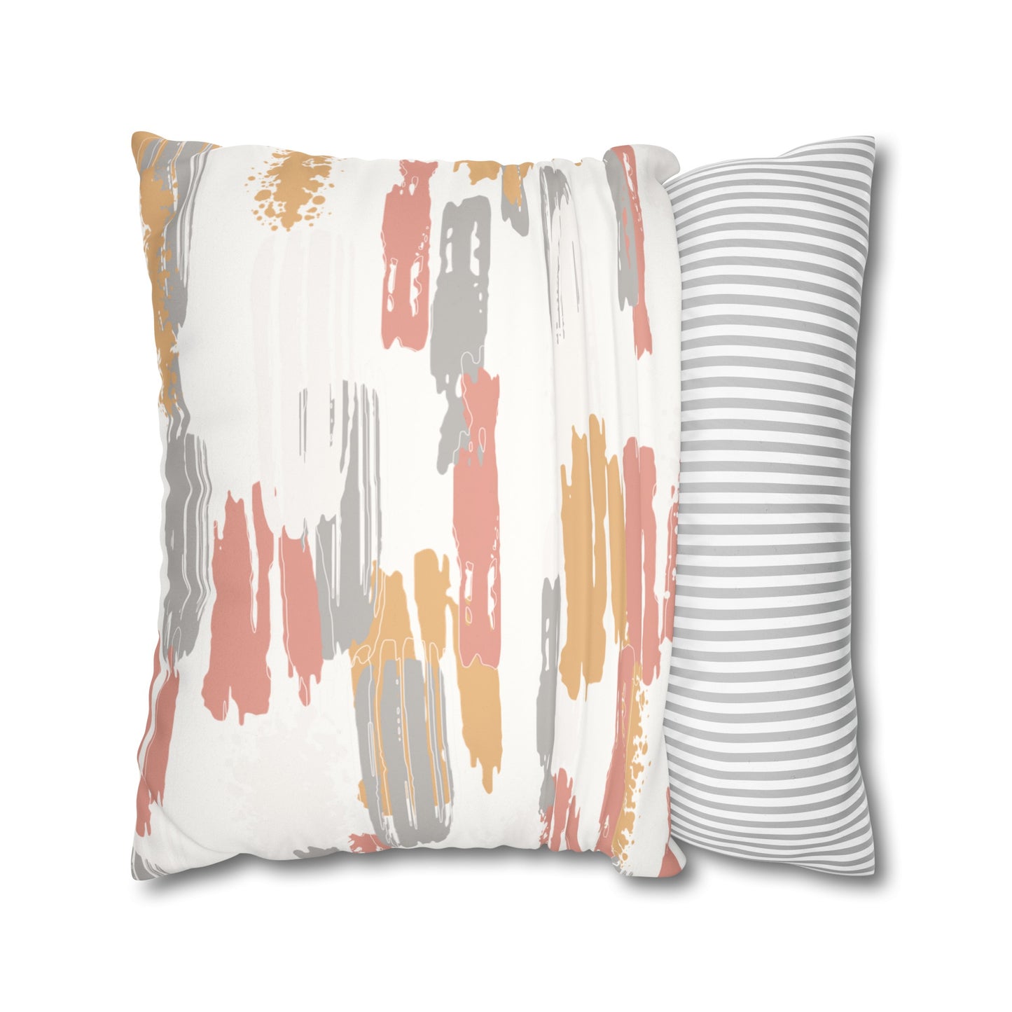 Faux Suede Pillowcase with Abstract print