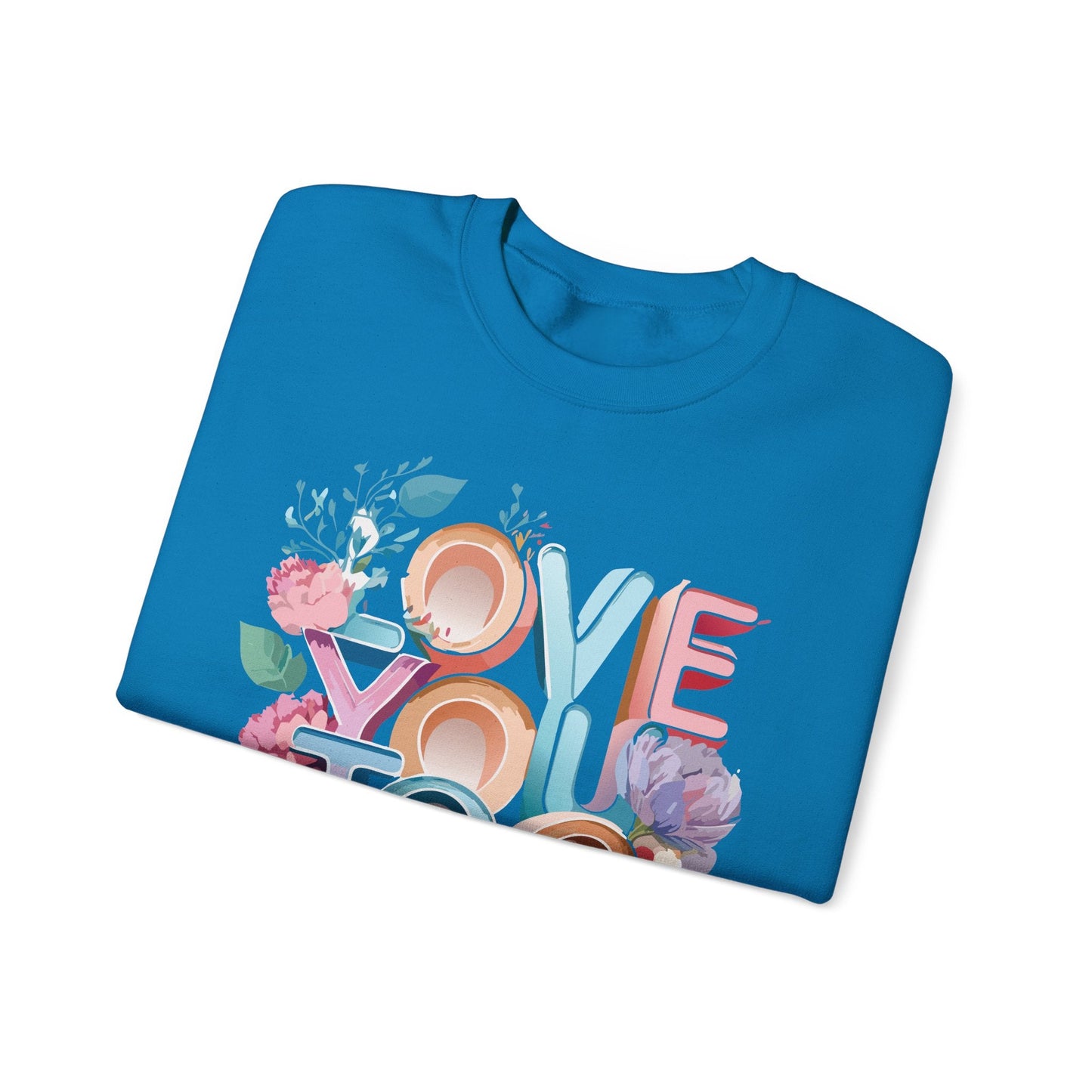 Floral Love Sweatshirt Valentines Day Unisex Crewneck Gildan 18000 Heavy Blend Warm