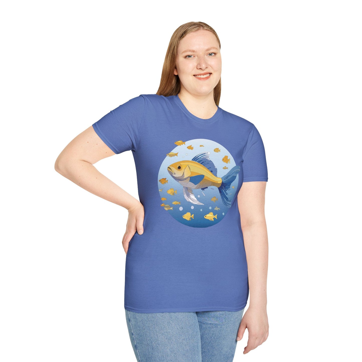 Fish Art Graphic Tee Shirt For Men And Women Unisex Cotton Softstyle Tee With Fish Artwork Design