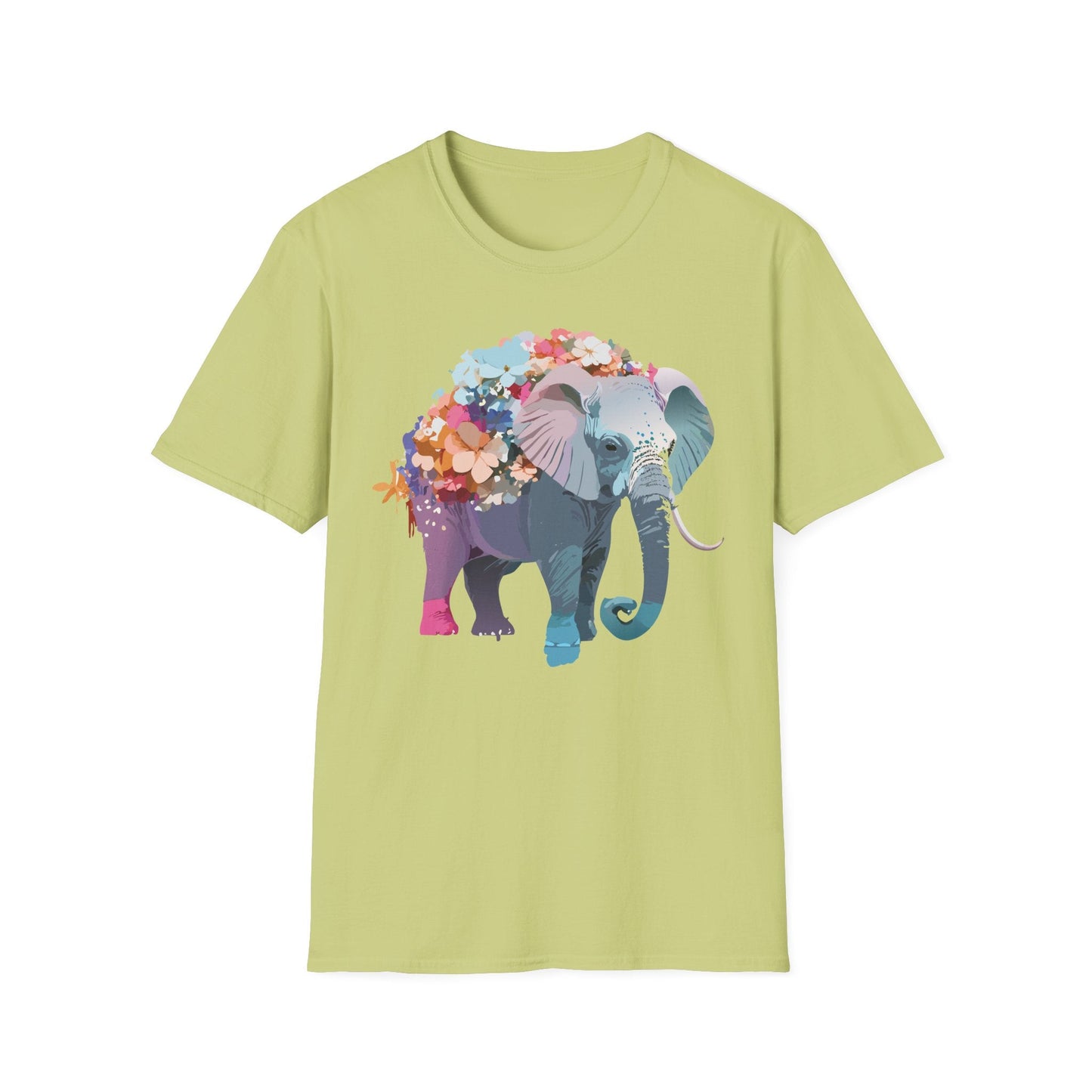 Elephant T Shirt Unisex Softstyle Tee 100 Percent Ring Spun Cotton Animal Design