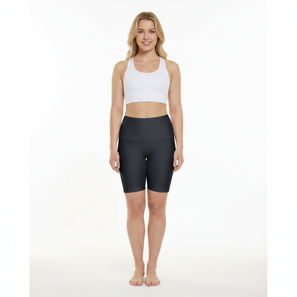 Gunmetal Women's High-Waist Workout Shorts — Comfortable Athletic Biker Shorts for Gym & Yoga