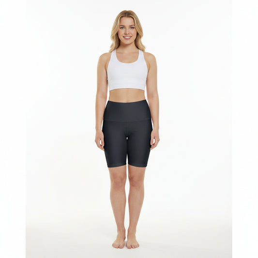 Gunmetal Color Dark Grey Women's High-Waist Workout Shorts — Comfortable Athletic Biker Shorts for Gym & Yoga