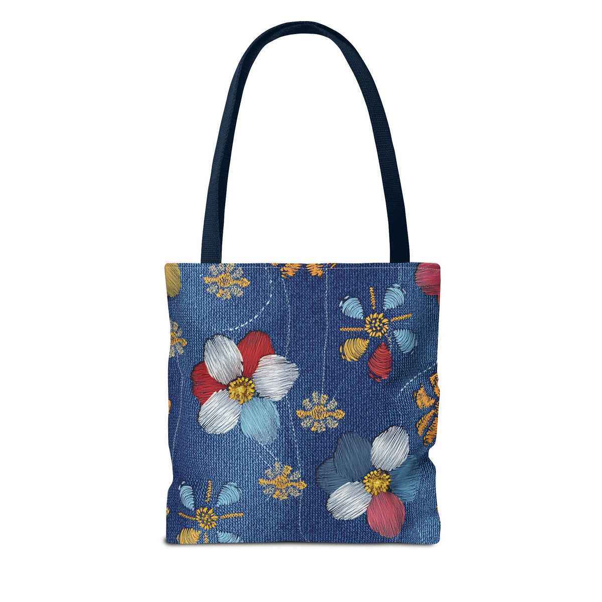 Denim Fabric Imitation Print Unisex Canvas Bag Poly Spun 3 Sizes Tote Bag 166