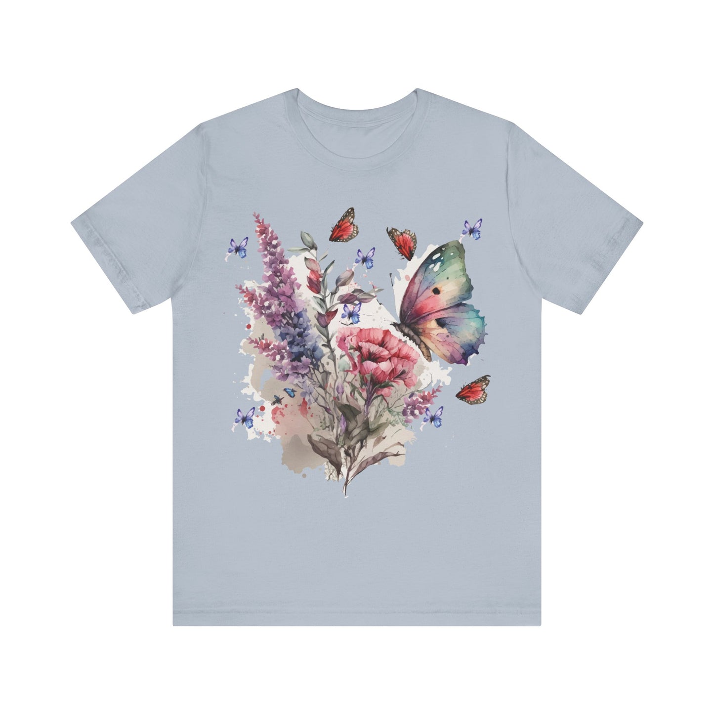 Cotton Tee Shirt with Butterfly Prints