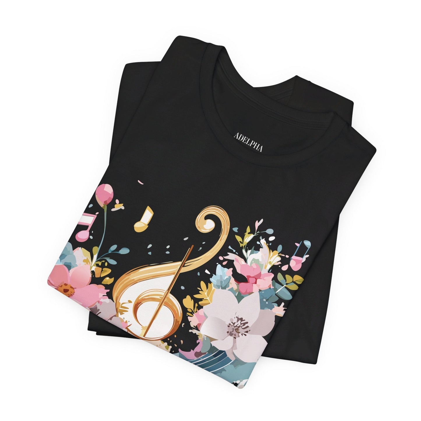 Music Graphic Unisex 100 Cotton Vintage Art with Musical Elements Tee 65