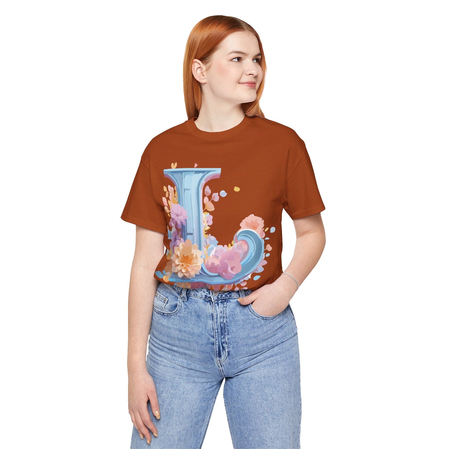 Unisex Letter L Graphic Tee Vintage Inspired Artwork Adelpha Short Sleeve Shirt Premium