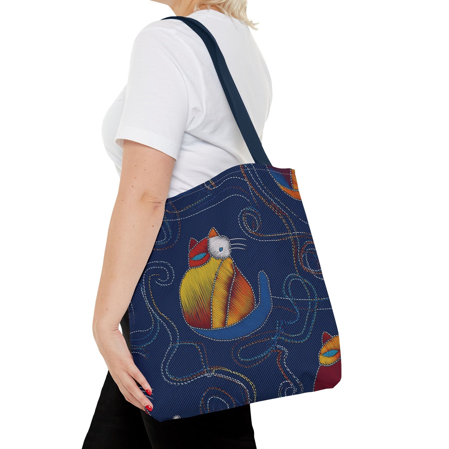 Denim Fabric Imitation Print Unisex Canvas Bag Poly Spun 3 Sizes Tote Bag 190-6