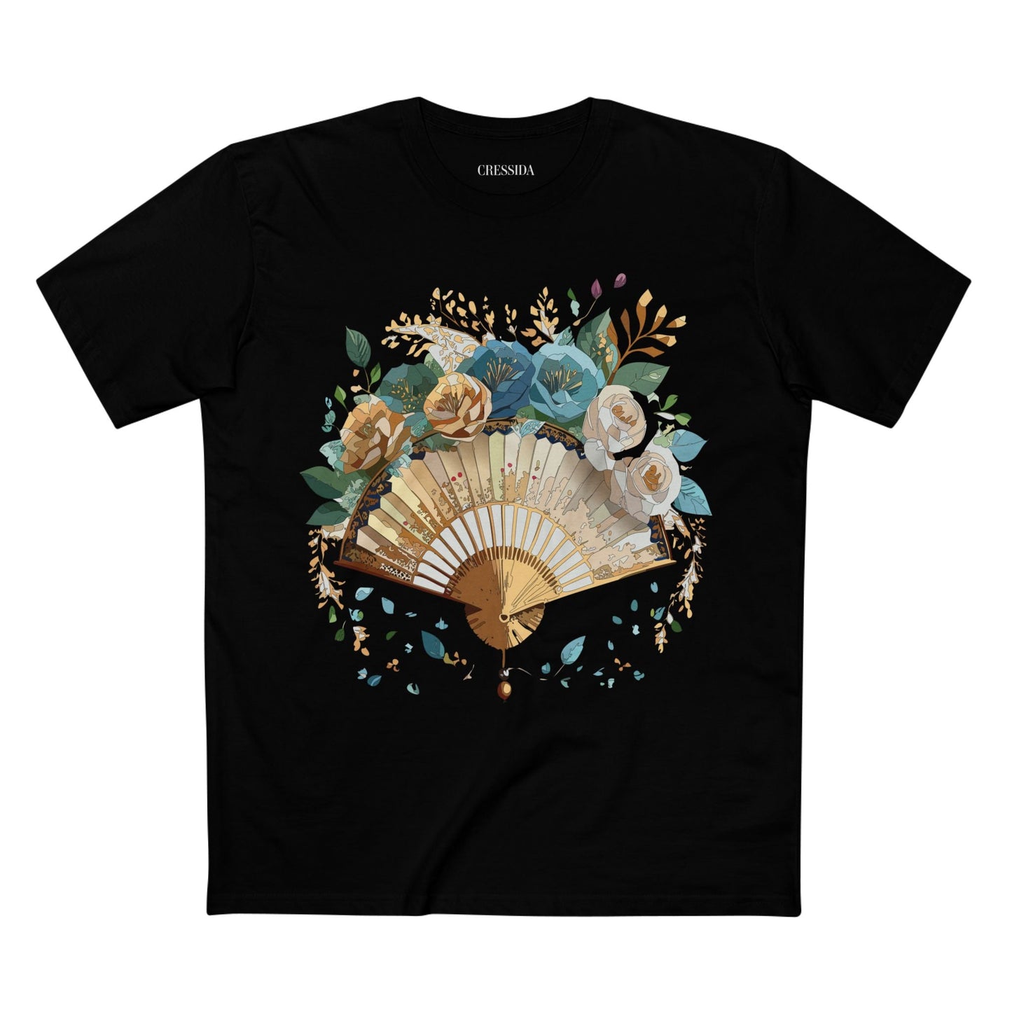 Antique Fan Graphic Design T-Shirt Unisex 100 Cotton Floral Carnival Artwork Tee 4