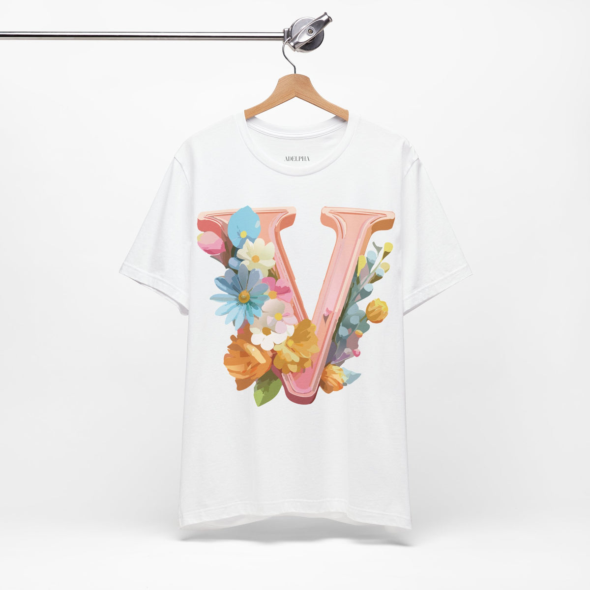 Letter V Graphic Unisex Cotton Bella+Canvas Tee with Art Letter Design