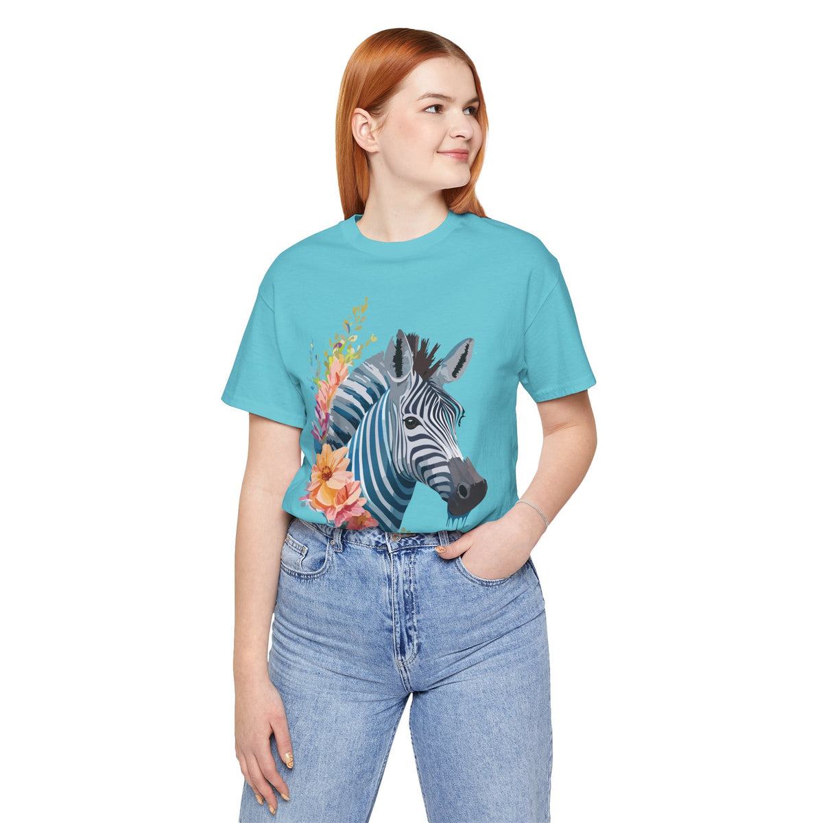 Zebra Graphic Unisex Cotton Bella+Canvas Tee with Art Animal Design e79