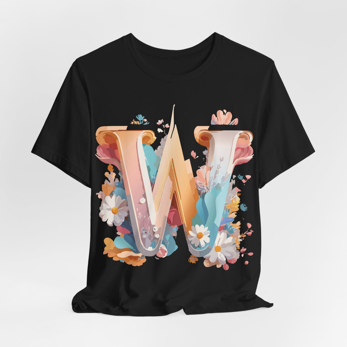 Letter W Graphic Unisex Cotton Bella+Canvas Tee with Art Letter Design