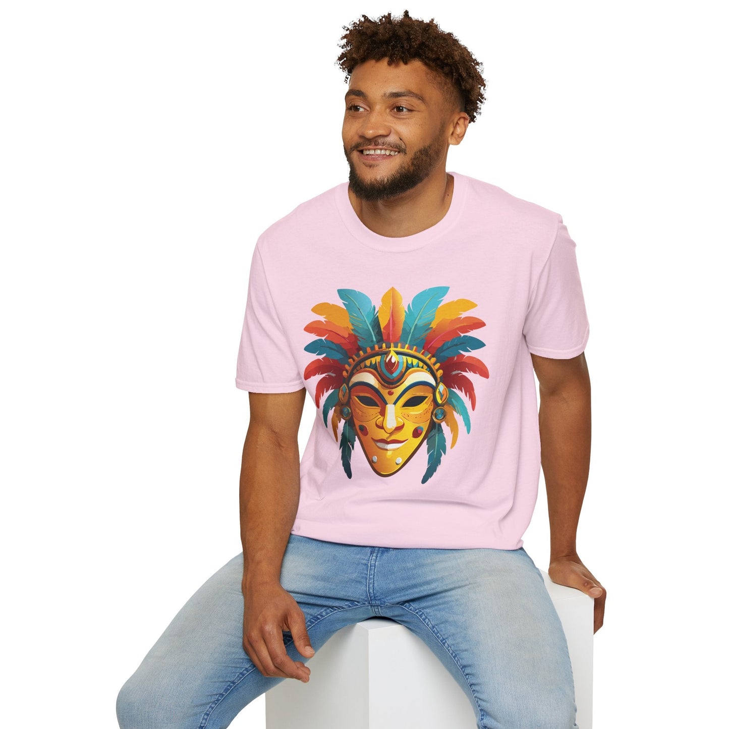 Mask Tee Shirt Unisex Masquerade Design Gildan Softstyle 100 Percent Cotton Tee for Everyday Comfort