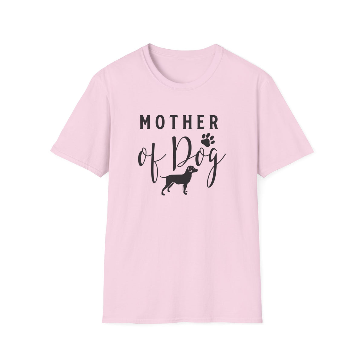 Mother of Dog T-Shirt Paw Print & Silhouette Dog Mom Tee Unisex Cotton T-Shirt Gildan Softstyle 64000 Tee
