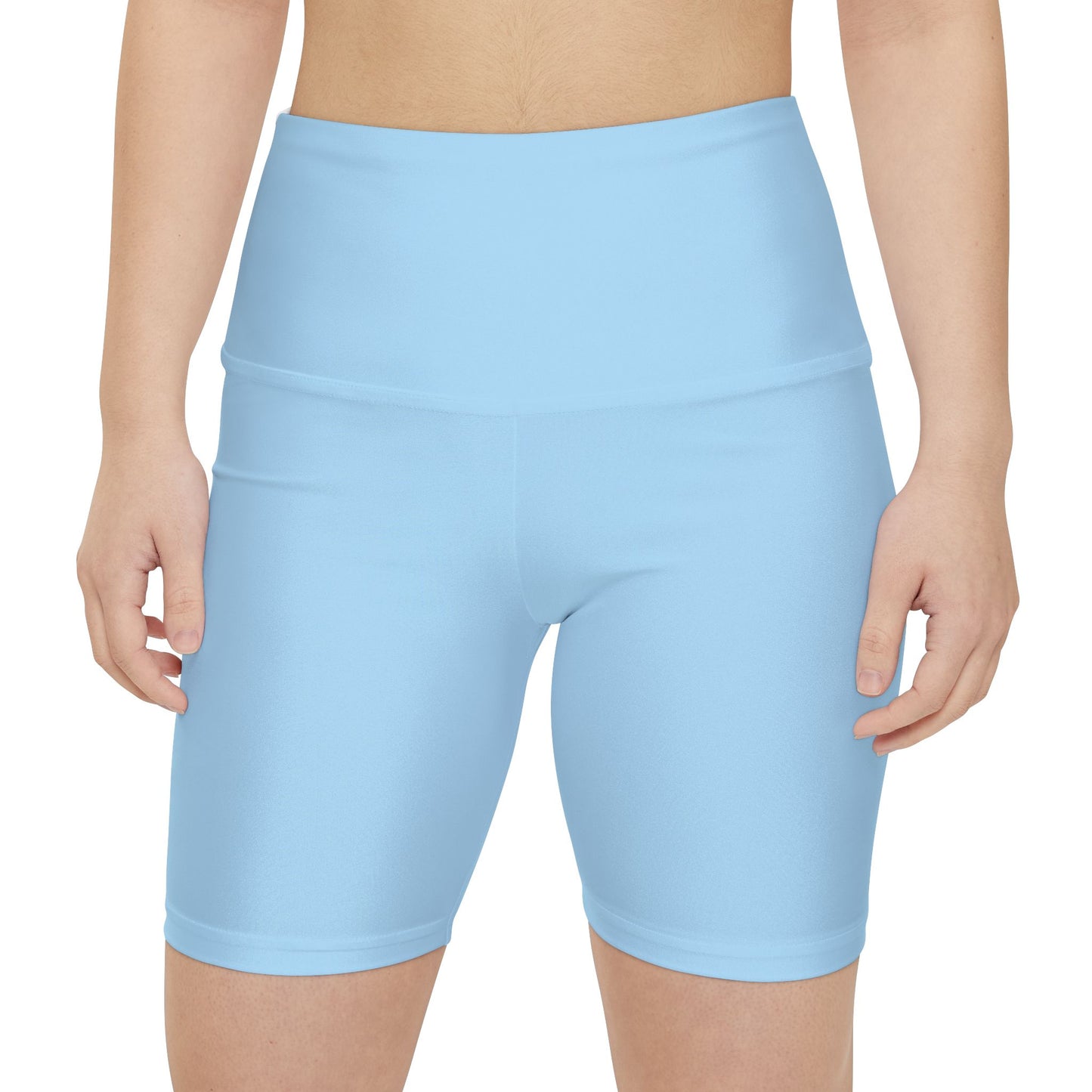 Icy Blue Women's Workout Shorts — Solid High-Waist Biker Shorts for Exercise & Everyday Wear