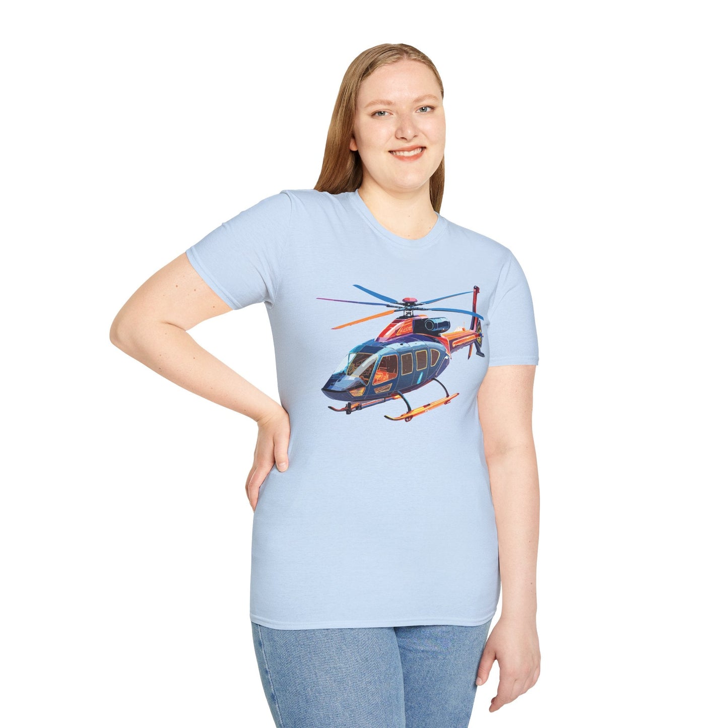Chopper Helicopter Graphic T Shirt Unisex Softstyle Cotton Short Sleeve Artwork Design