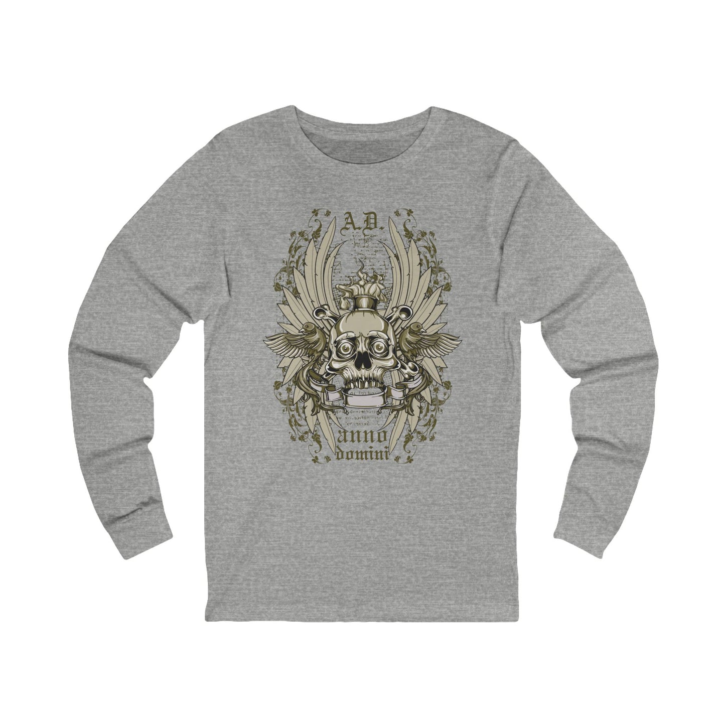 Creepy9 Unisex Skull Long Sleeve Tee, Skull Jersey Shirt, Skeleton T-Shirts with Long Sleeves, Skeleton Art Design Tees