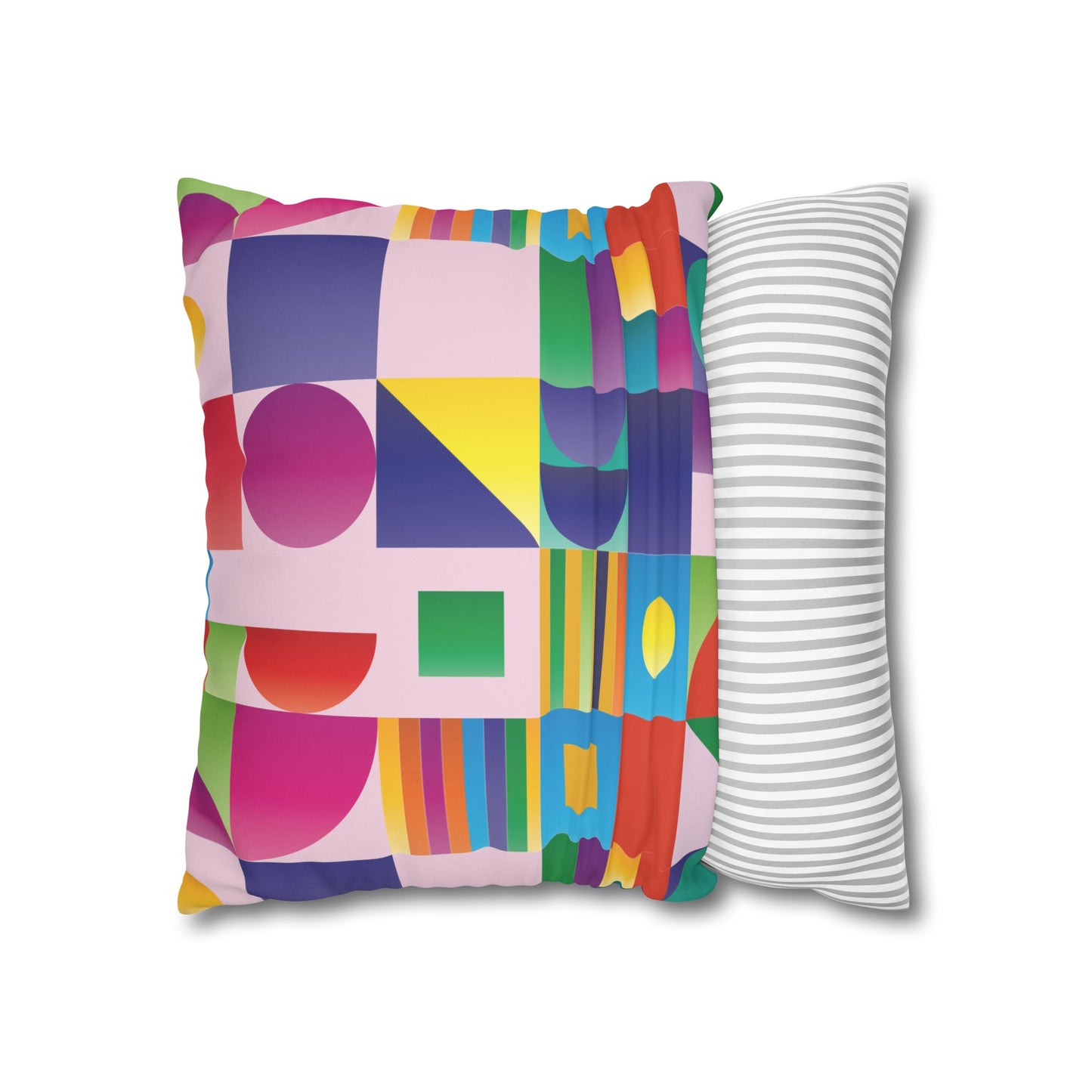 Faux Suede Pillowcase with Abstract print