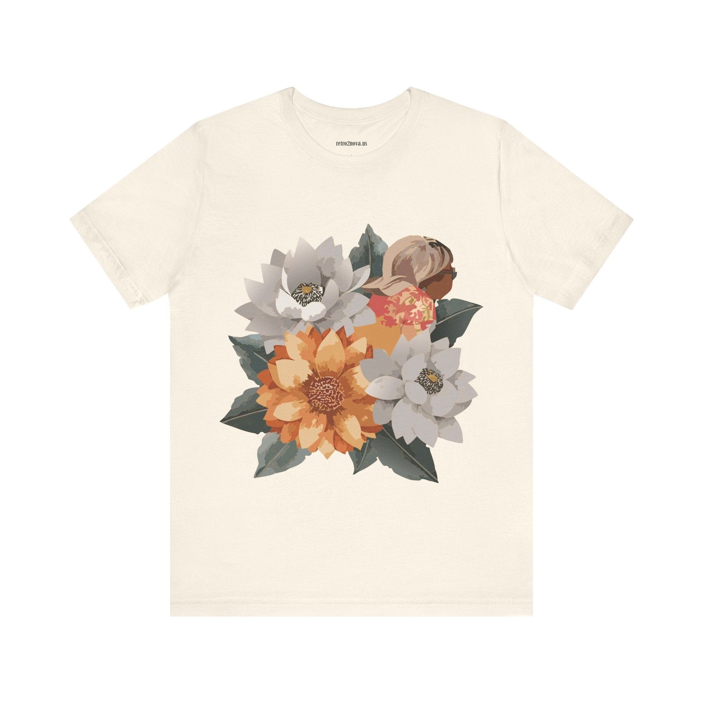 Retro2Nova Flowers Shirt Floral Shirt Unisex Floral Tee Lightweight Breathable Jersey