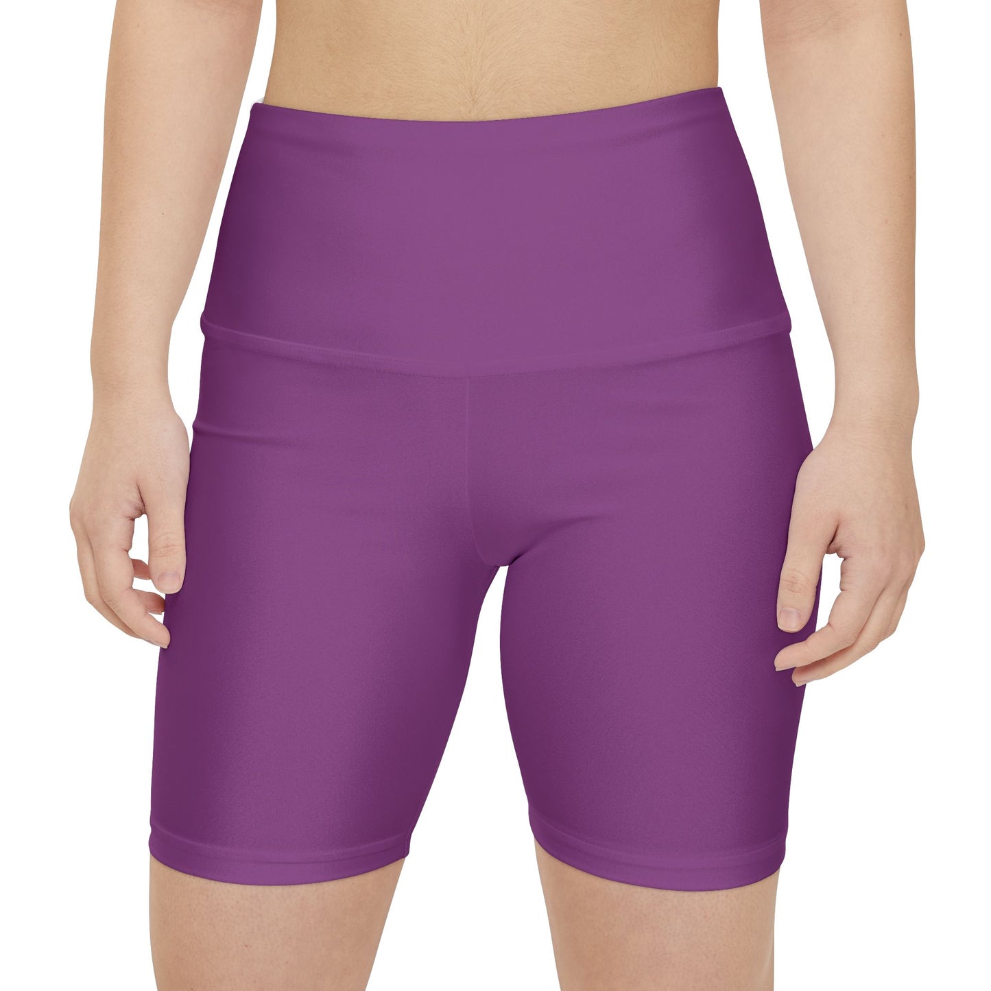 Grape Soda Bordo Purple High-Waist Women's Workout Shorts — Comfortable Biker Fitness Shorts for Yoga & Running