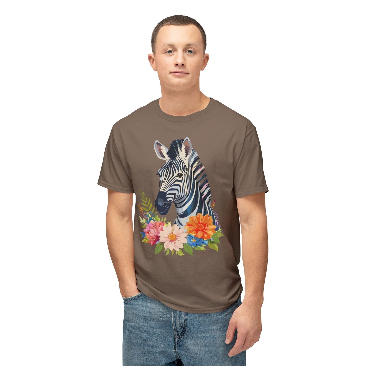 Unisex Zebra Art T Shirt With Full Color Print 100 Percent Cotton Jersey Tee Premium