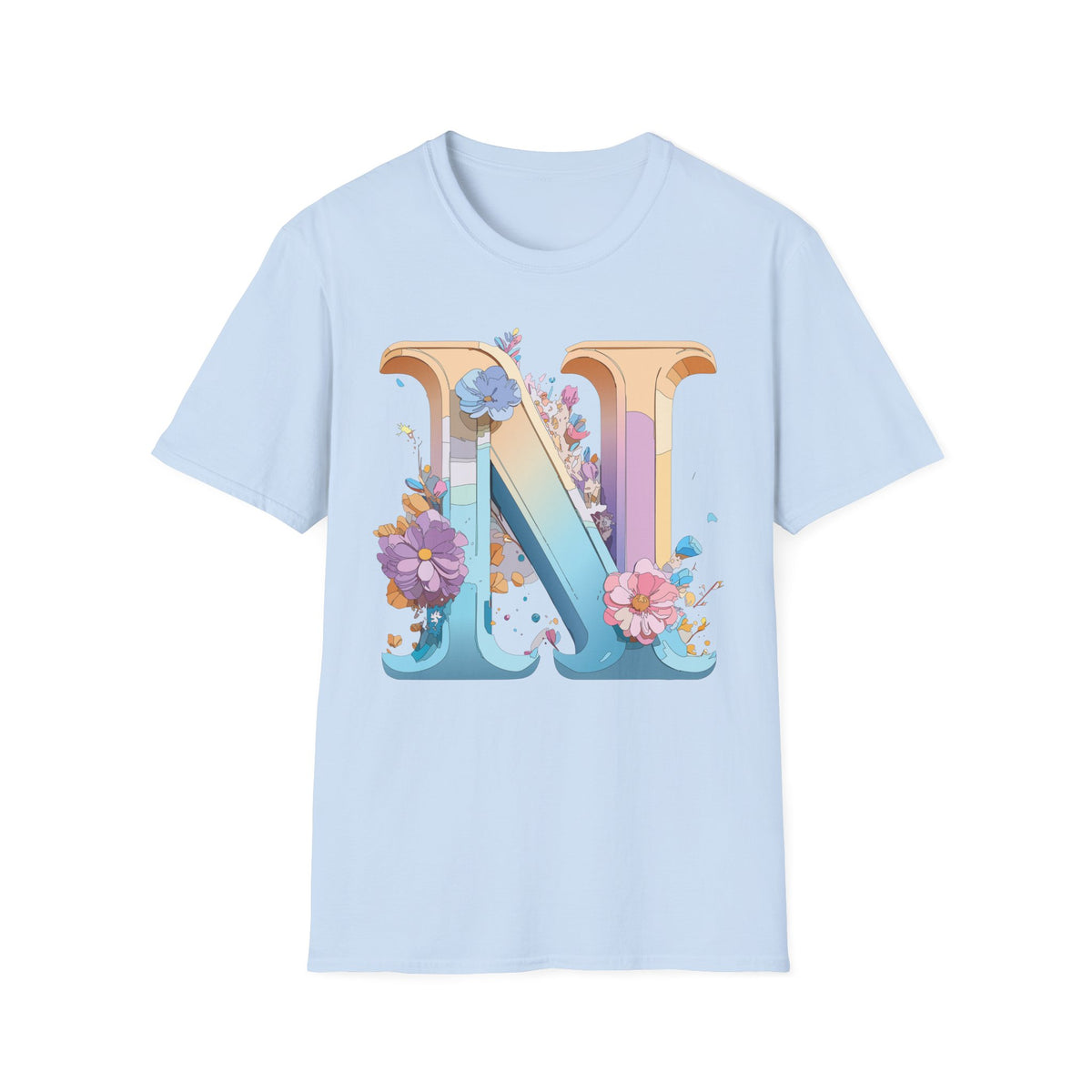 Floral Letter N T-Shirt | Botanical Monogram Tee