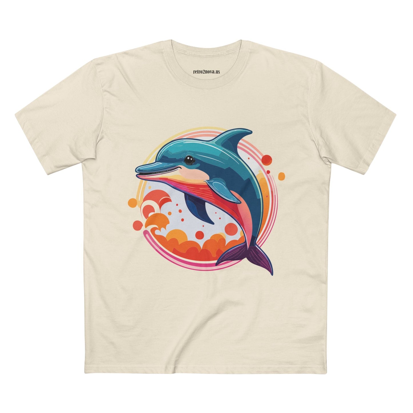 Dolphin Art Shirt Unisex Premium Cotton Tee By Retro2Nova Original Ocean Animal Design For Everyday Comfort