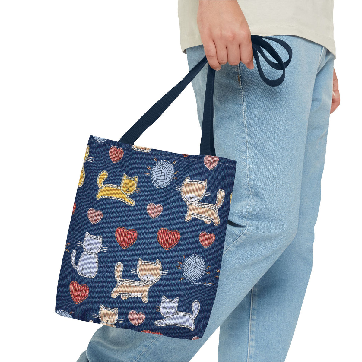 Love Day Graphic Design Denim Fabric Imitation Print Unisex Canvas Bag POLY 3 Sizes Tote Bag 201-8