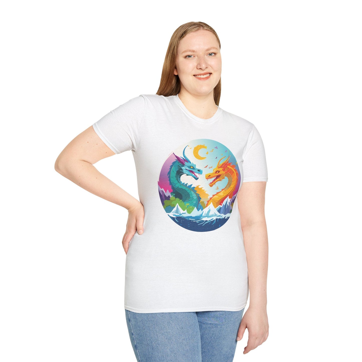 Dragon T Shirt Unisex Gildan Softstyle 64000 Tee Dragon Artwork Animal Print Shirt