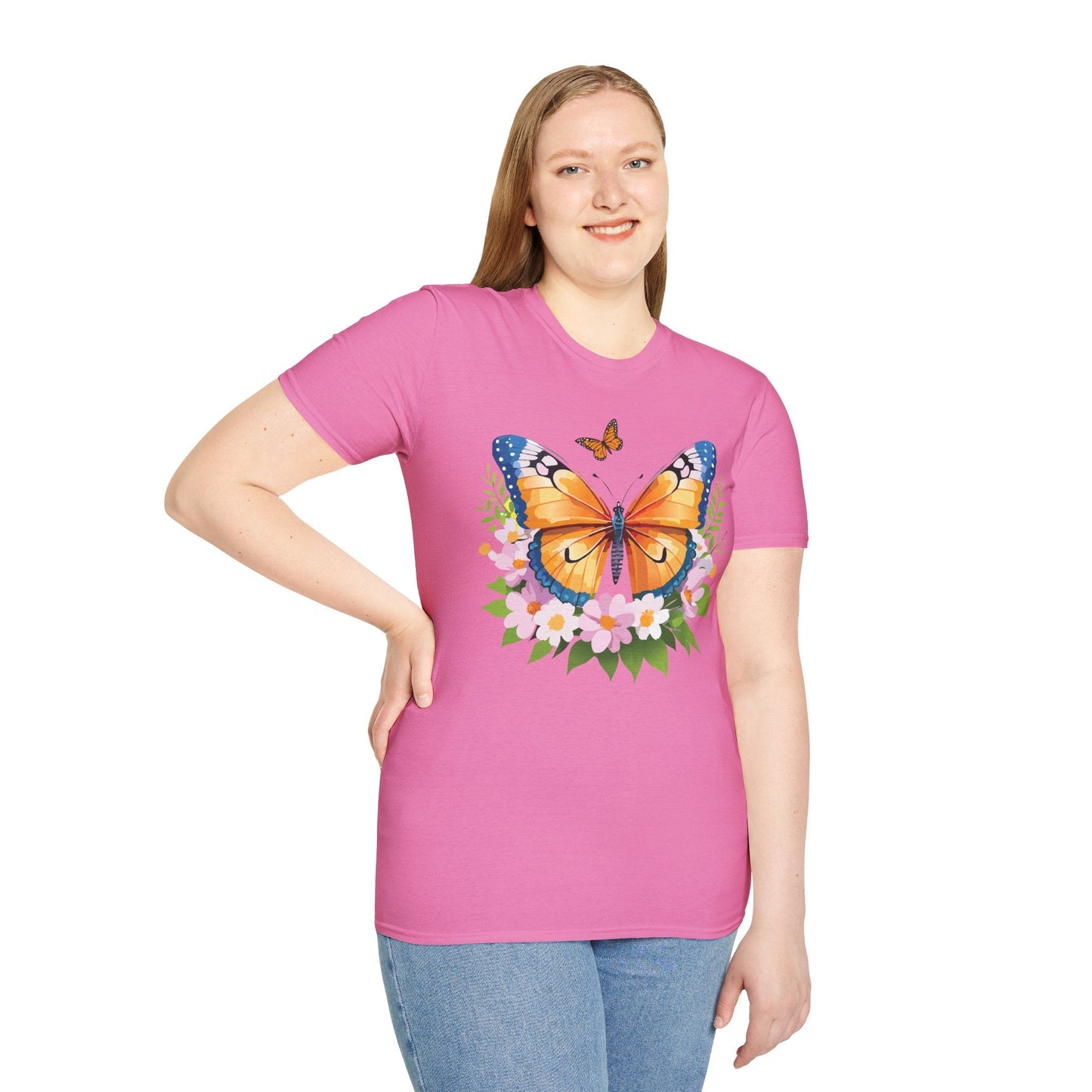 Butterfly Shirt Unisex Cotton Tee Monarch Butterfly Design Gildan Softstyle 64000 Short Sleeve
