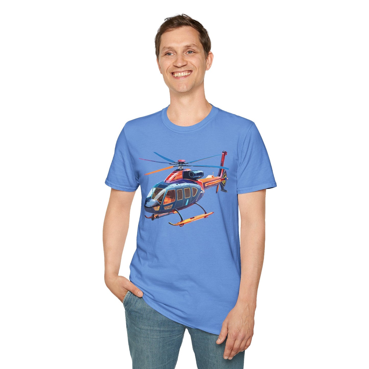 Chopper Helicopter Graphic T Shirt Unisex Softstyle Cotton Short Sleeve Artwork Design