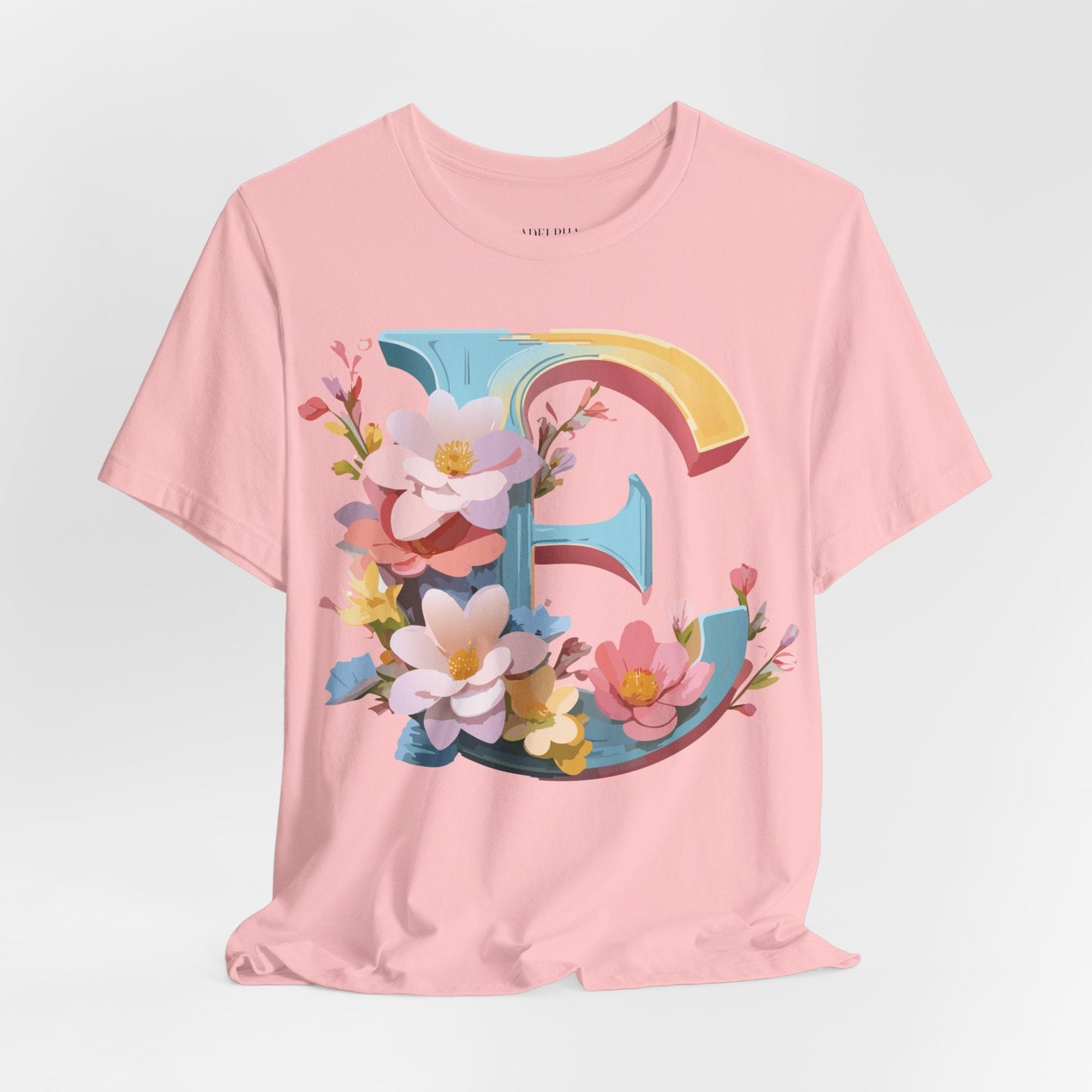 Letter E Shirt Unisex Graphic Tee Short Sleeve Vintage Inspired Art Design Adelpha