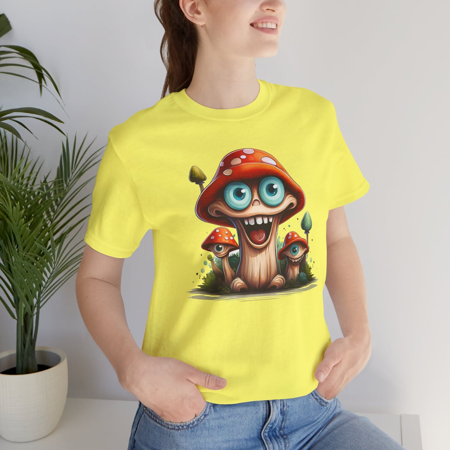 Cute Mushroom Graphic Tee, Fun Cartoon Shirt, Funny Mushroom Shirt, Cute Cartoon Tees, Graphic T-Shirt, Art Design T-Shirt
