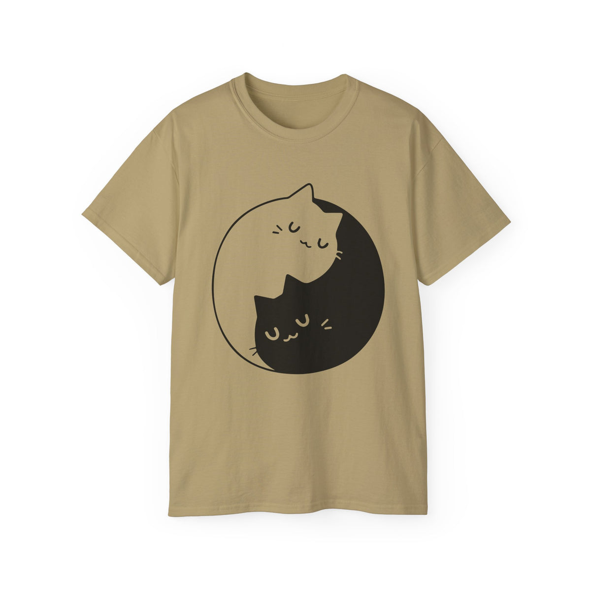 Yin Yang Cats T-Shirt | Black White Cat Illustration, Cute Kittens Tee