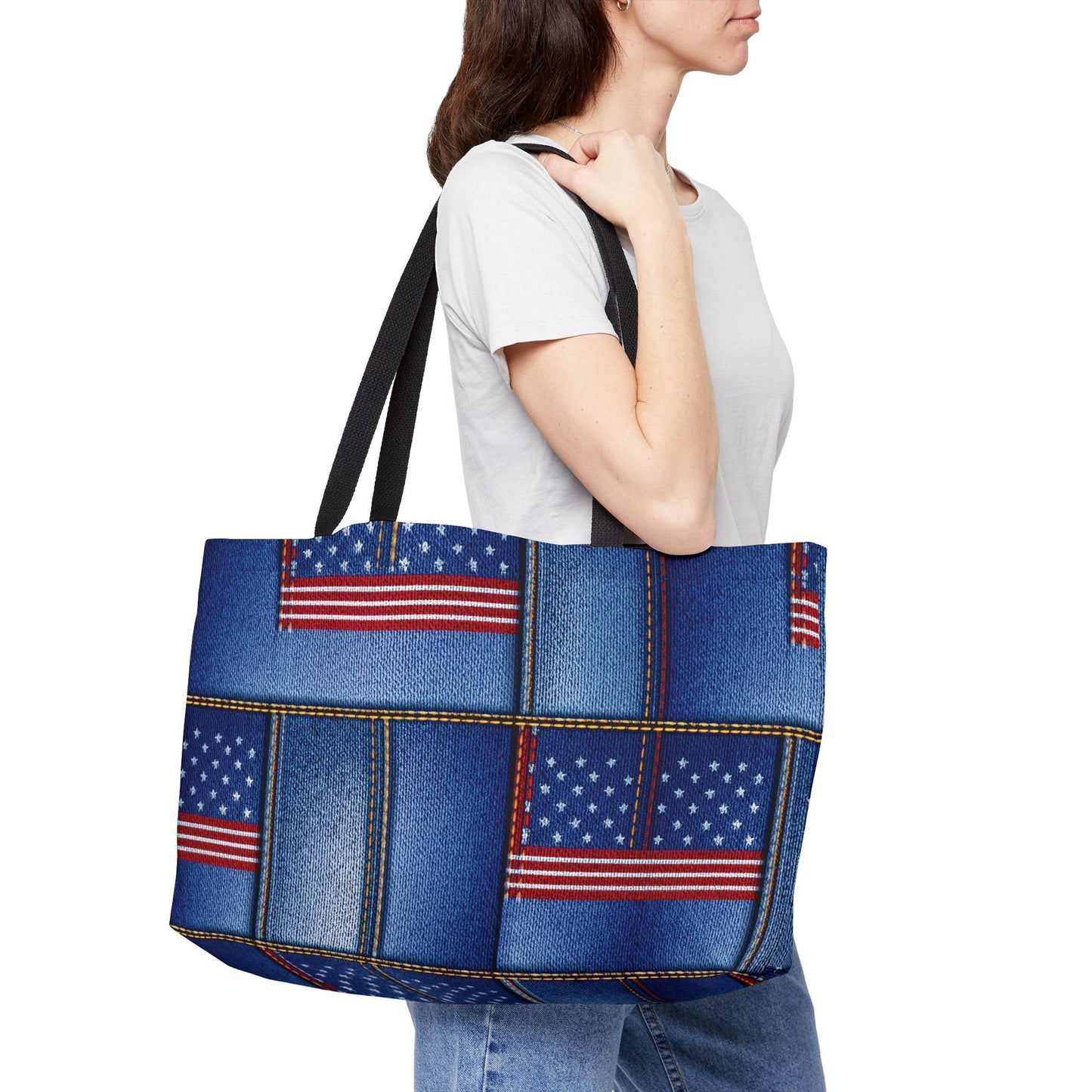 4th of July Denim Color Imitation Print Unisex  Yoga Bag  Spun Poly 24x13 Canvas Bag 70