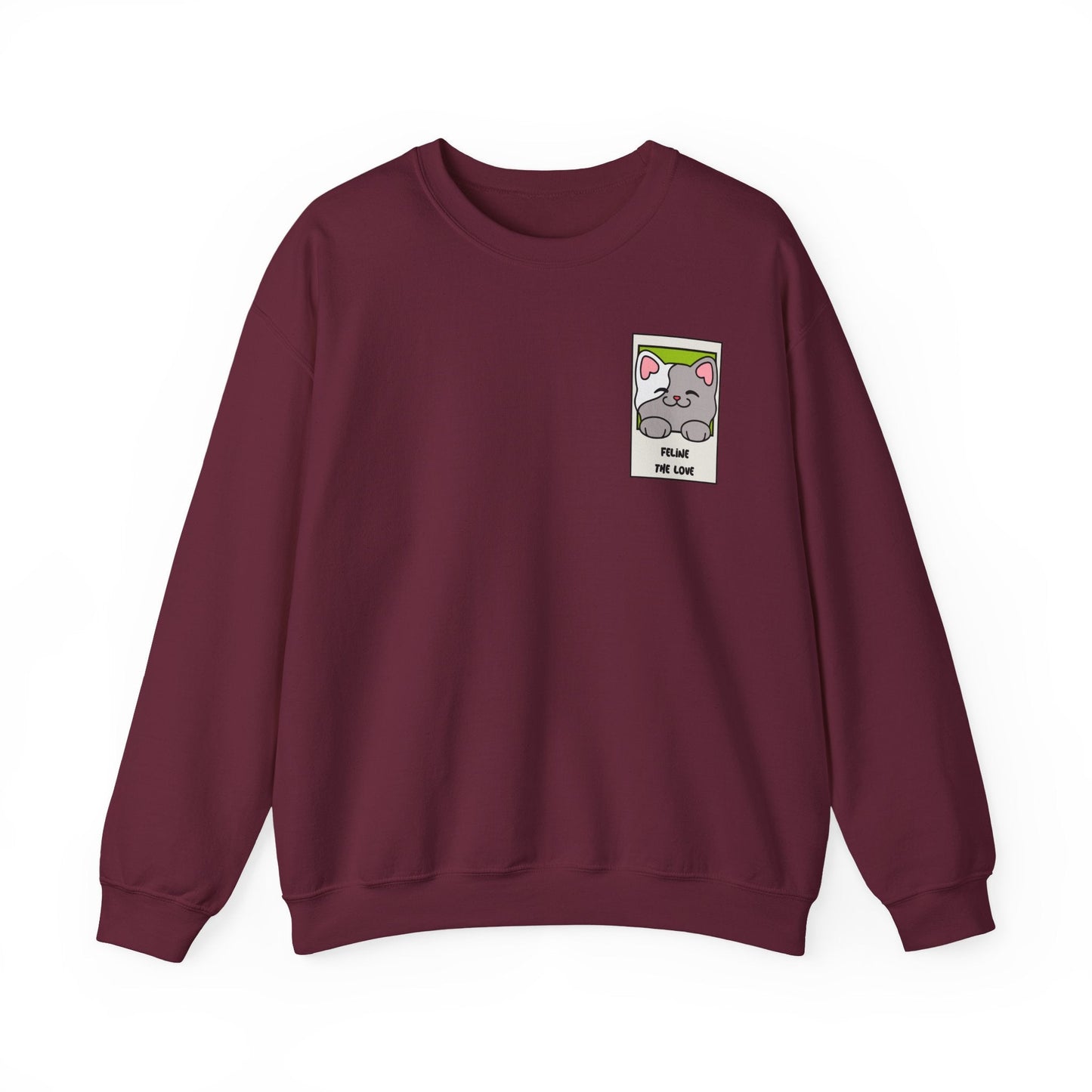Pocket Cat Sweatshirt Unisex Cat Heart Sweatshirt Valentines Day Gift 50 Percent Cotton Poly Blend
