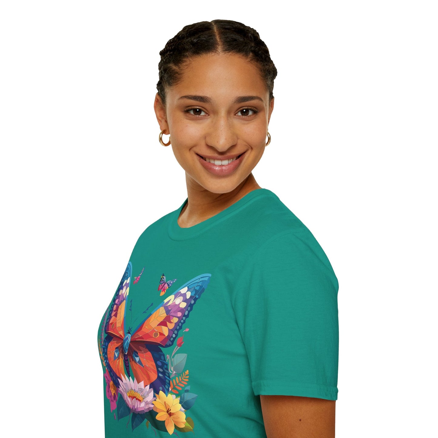 Butterfly Print Unisex T Shirt Softstyle 64000 Monarch Butterfly Themed Tee Ring Spun Cotton