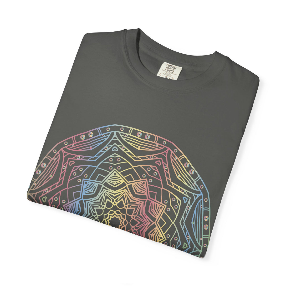 Unisex Garment Dyed Cotton T-Shirt with Mandala Graphic Design