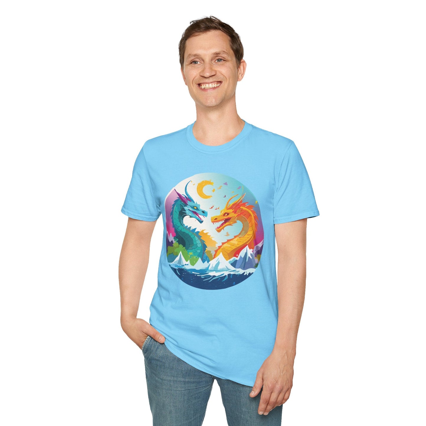 Dragon Graphic Unisex Cotton Softstyle Art Design Tee With Animals 29
