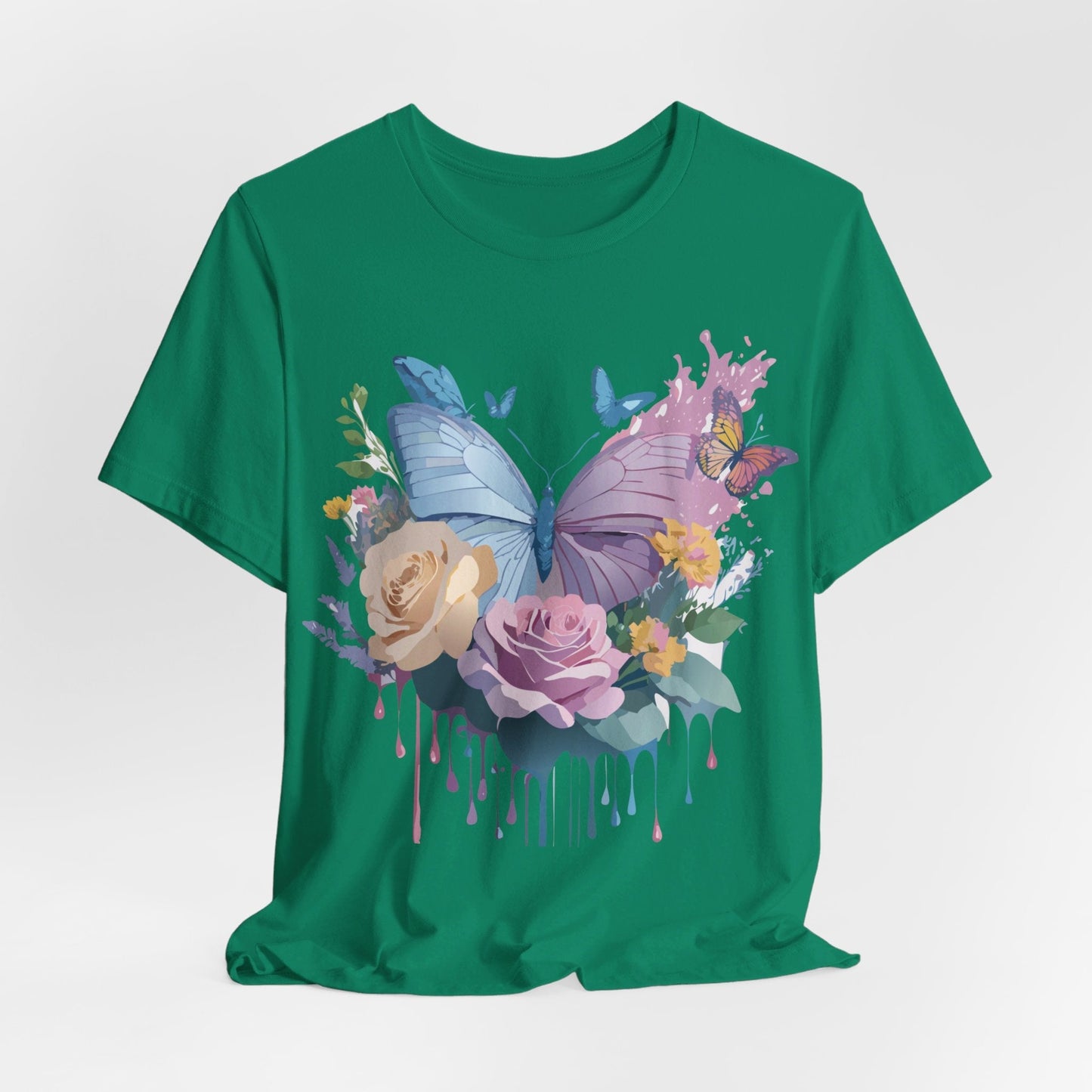 Butterfly Graphic Unisex 100 Cotton Lightweight Vintage Floral Design Jersey Tee 33