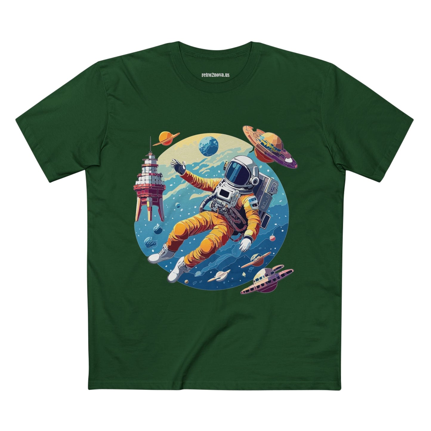 Cosmos Shirt Astronaut Art Unisex Premium Cotton Tee Retro2Nova Original Design Artwork