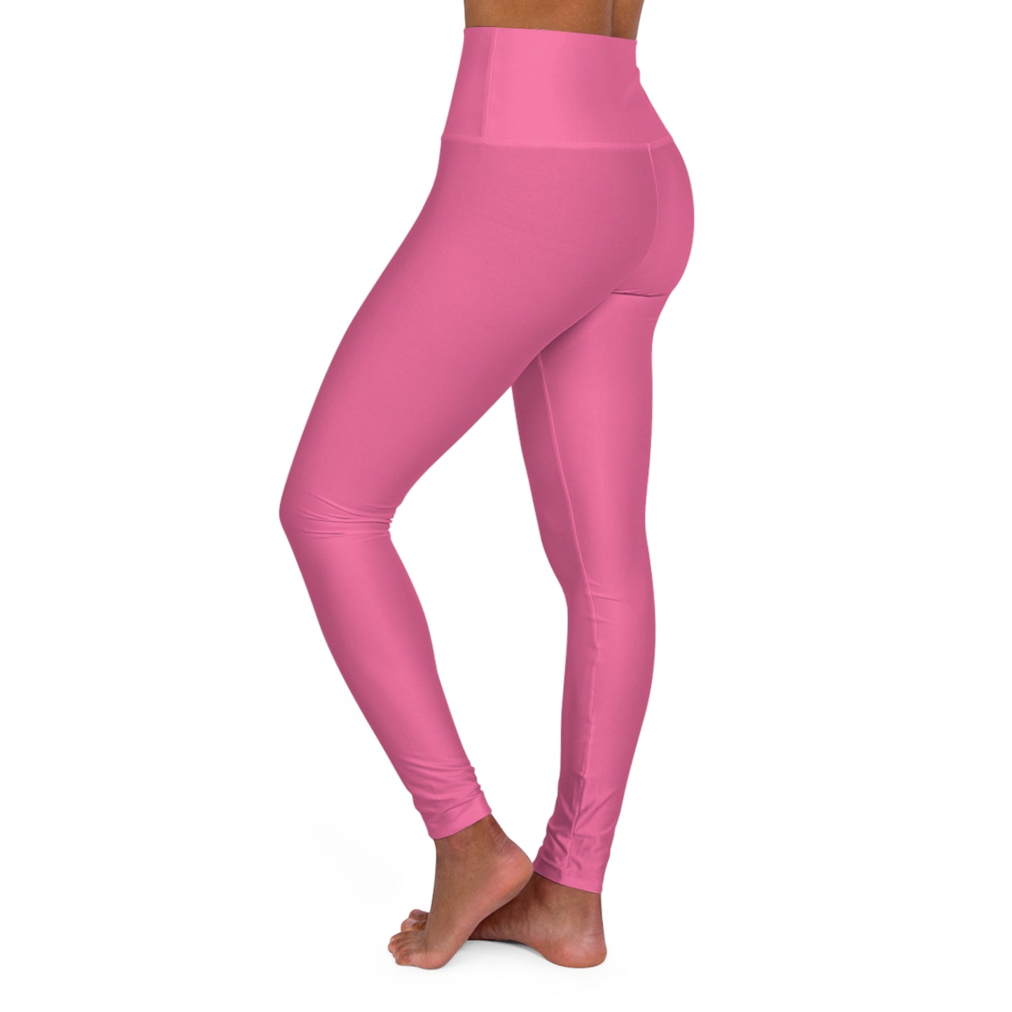 High-Waisted Rose Kiss Pink Yoga Leggings Women's Seamless Poly-Span Stretchy Pink Activewear Pants