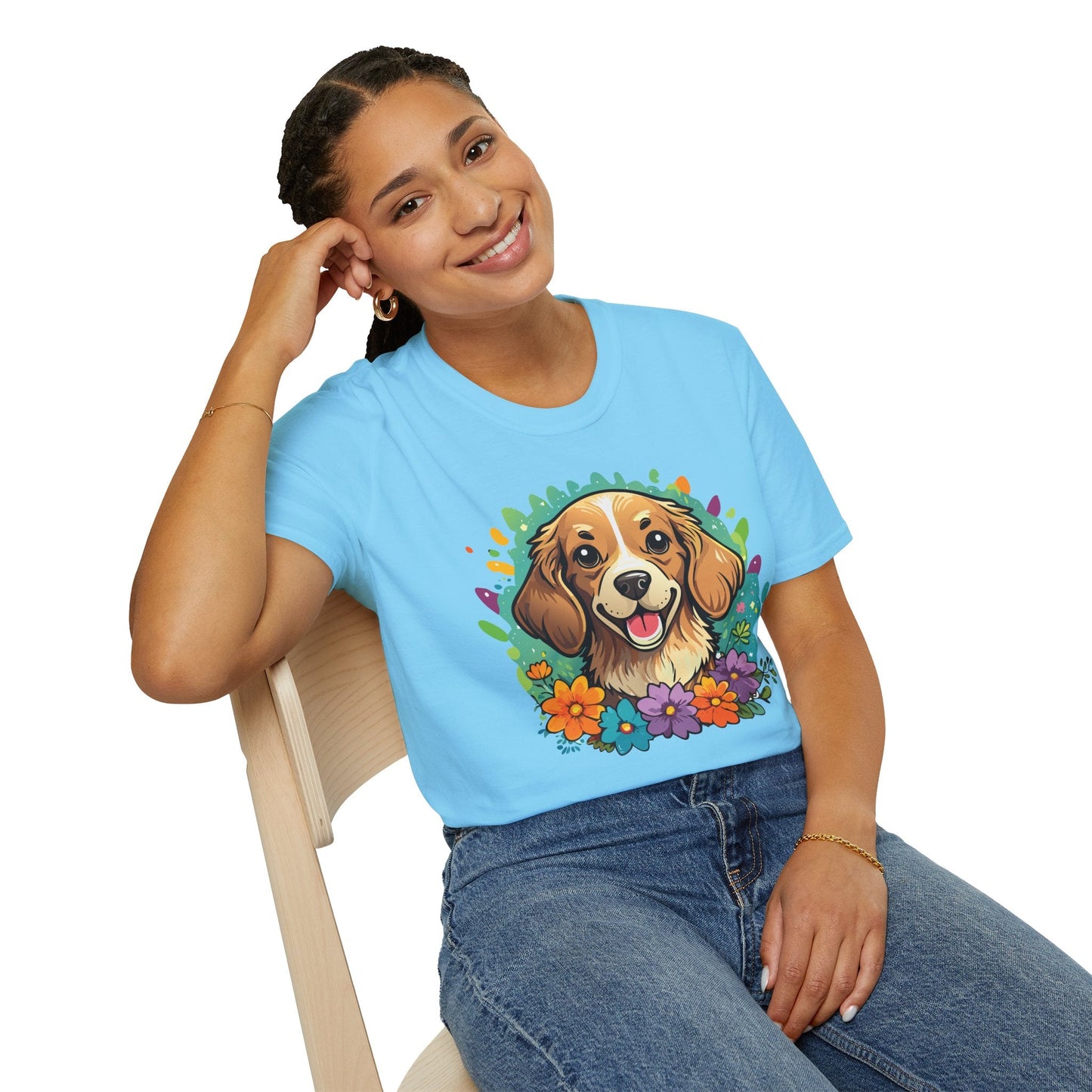 Dog Lover Unisex Animal Print T Shirt Cotton Tee Gildan Softstyle 64000