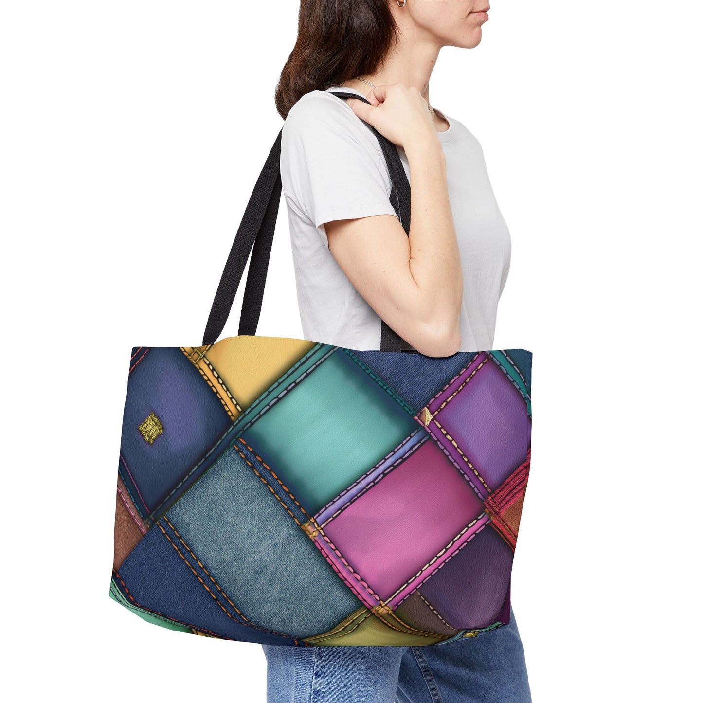 Denim Print Yoga Bag High-Quality 100% Spun Polyester 24x13 Canvas Gym Bag 43