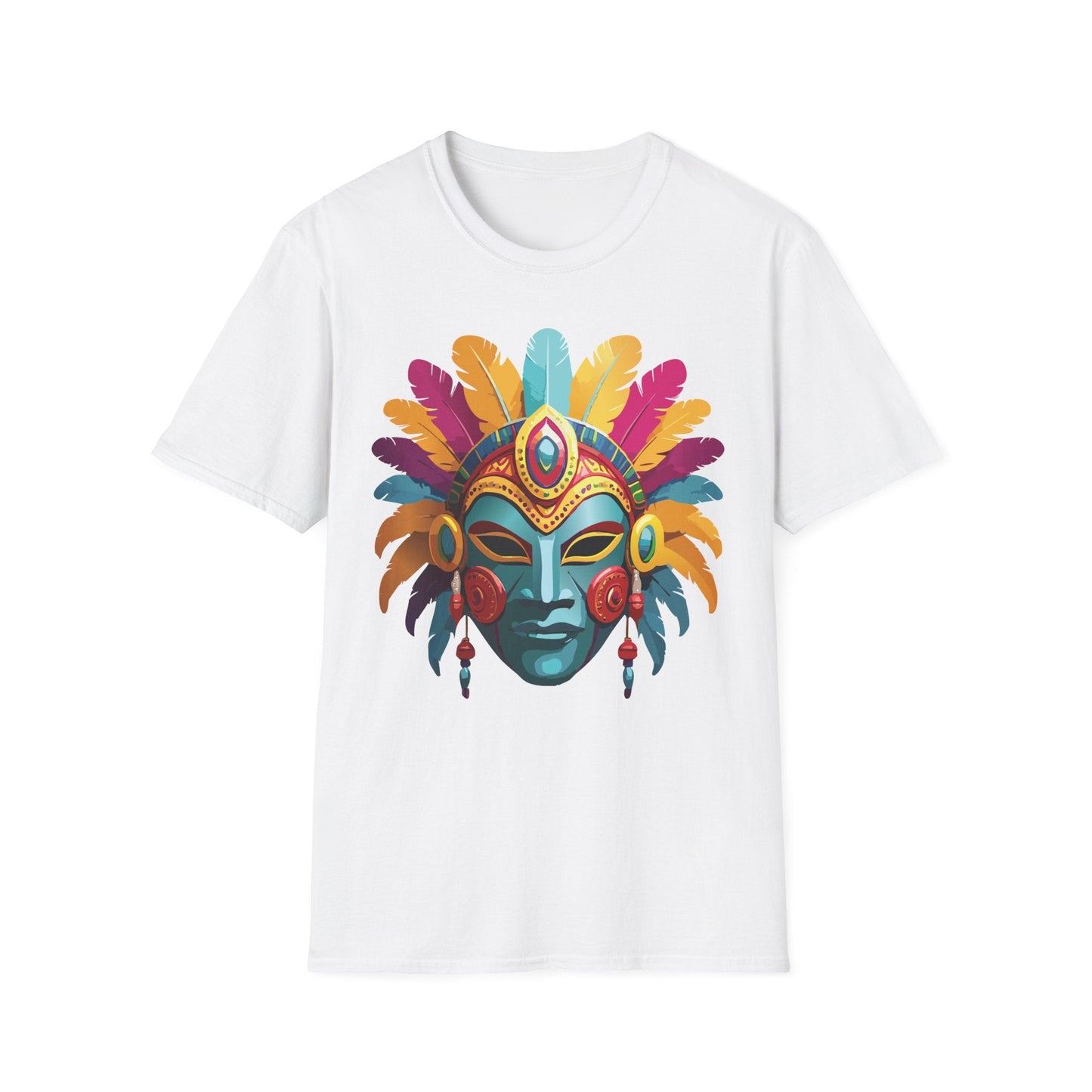 Mask Tee Shirt Unisex Short Sleeve Graphic Tee Masquerade Design 100 Percent Ring Spun Cotton