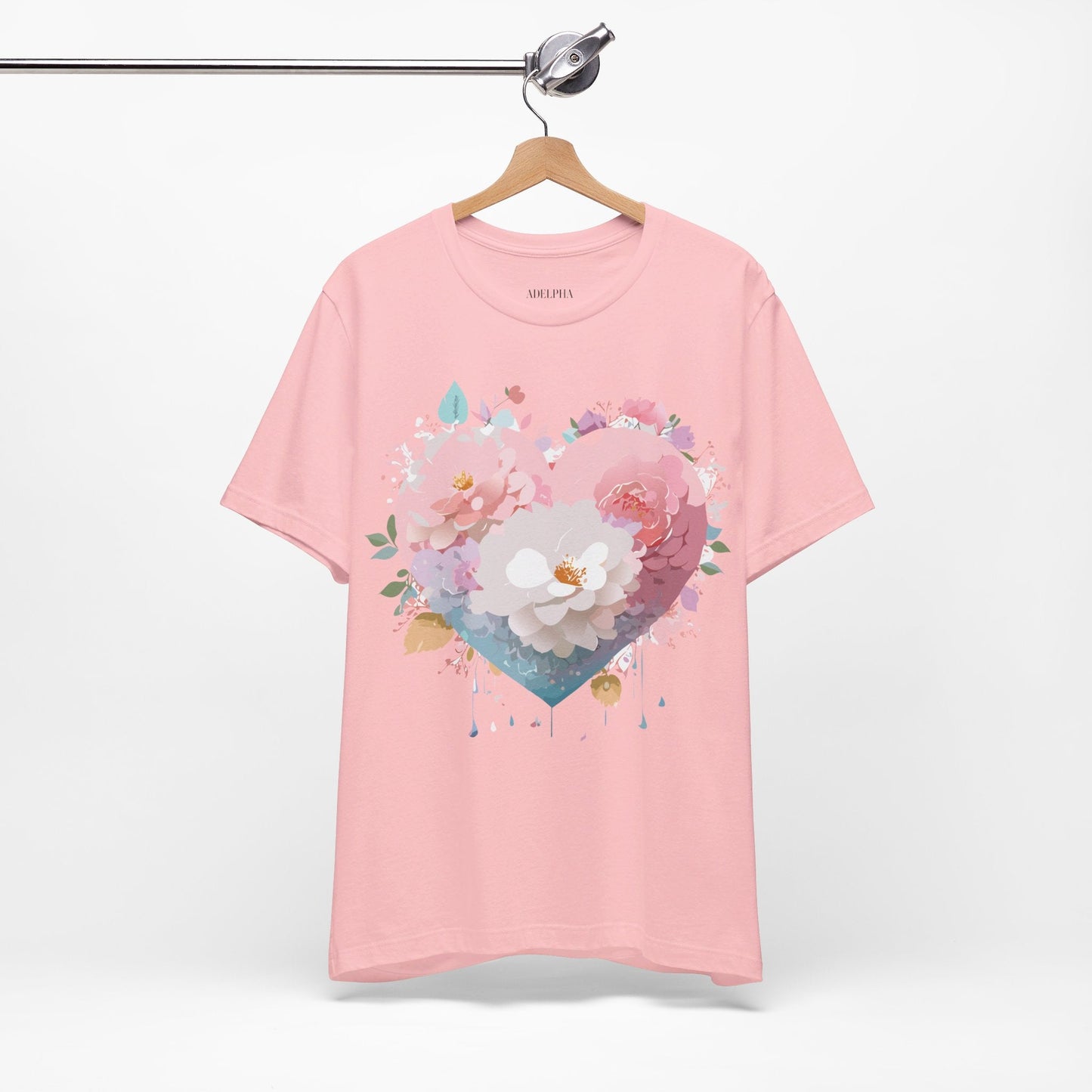 Valentine Day Graphic Unisex 100 Cotton Vintage Artwork with Love and Flower Design Tee 35