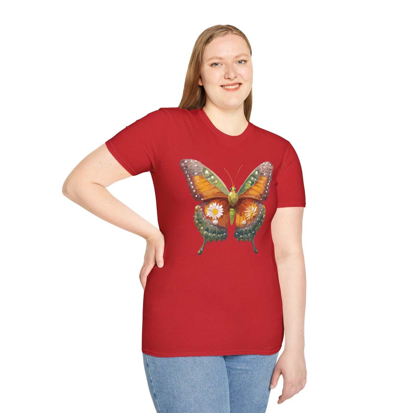 Butterfly T Shirt Unisex Monarch Shirt Gildan Softstyle 64000 100 Percent Ring Spun Cotton