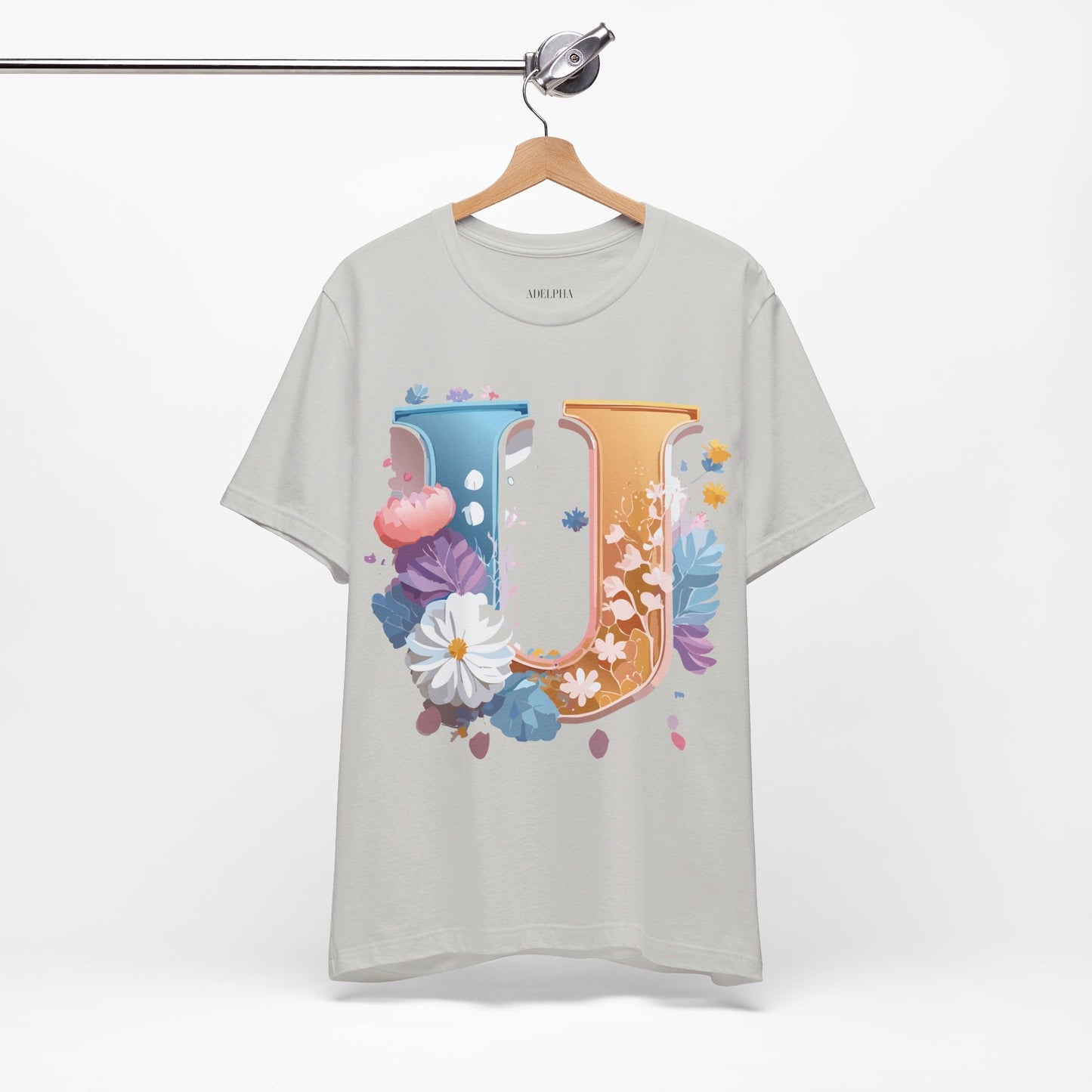 Letter U Shirt Graphic Tee Unisex Vintage Inspired Adelpha Artwork Premium Short Sleeve